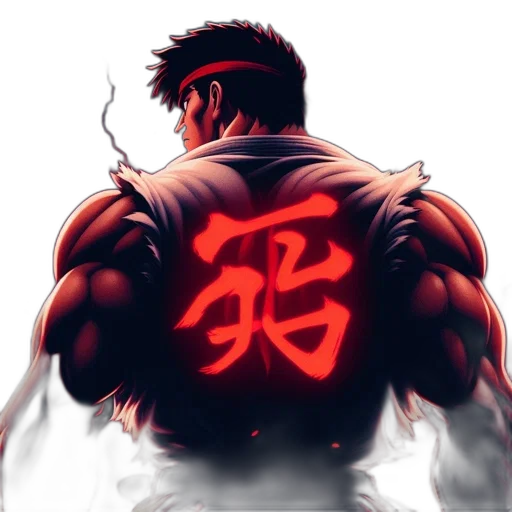 jacket, comic book art, concept art, anime, cyberpunk, neon lights, red, muscular transparent PNG cut-out