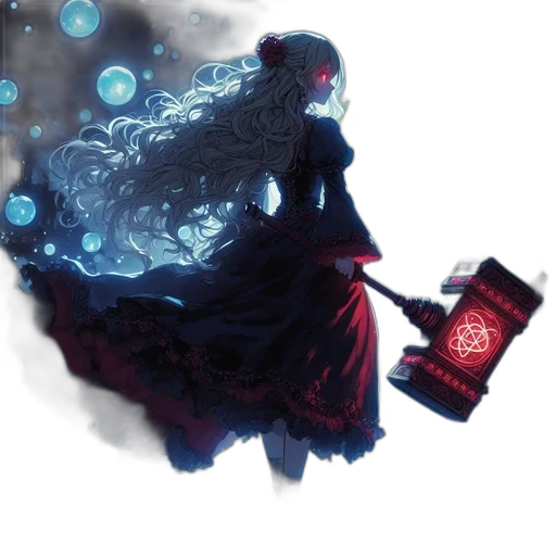 dress, staff, mask, fantasy art, concept art, pixel art, anime, underwater transparent PNG cut-out