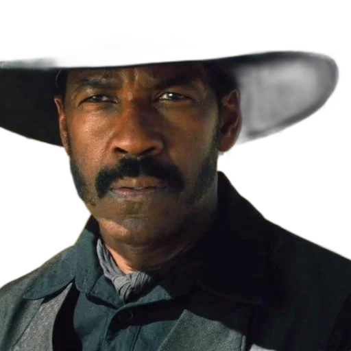 hat, staff, weapon, face, man, black, cowboy, coat transparent PNG cut-out