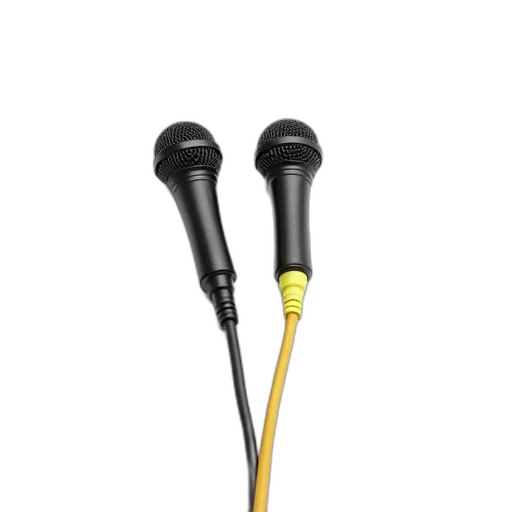 staff, weapon, 3d render, two, colorful, microphone, cables, attached transparent PNG cut-out