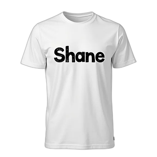 staff, white, t-shirt, word, shane, distressed, font, front transparent PNG cut-out