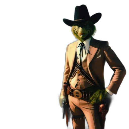 mask, jacket, hat, creature, concept art, 3d render, pixel art, green transparent PNG cut-out