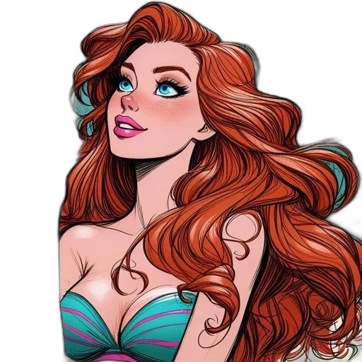 cartoon, comic book art, fantasy art, concept art, red-haired, female, character, blue transparent PNG cut-out