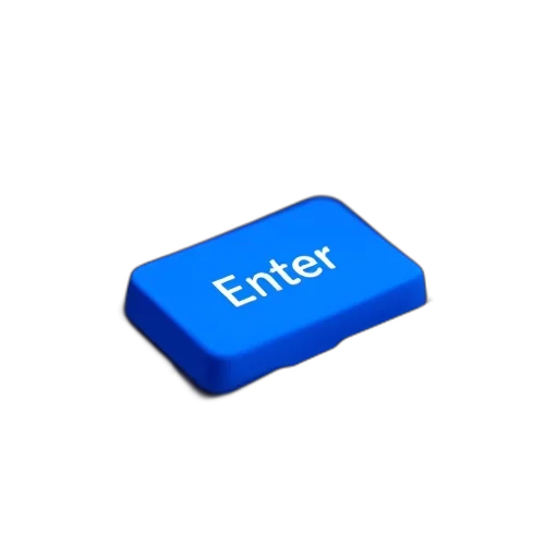 3d render, computer, keyboard, blue, enter, button transparent PNG cut-out
