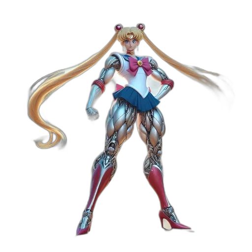 concept art, 3d render, anime, sailor, moon, stands, confidently, urban transparent PNG cut-out