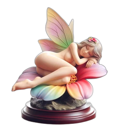 fantasy art, concept art, 3d render, photorealistic, detailed, figurine, reclining, fairy transparent PNG cut-out