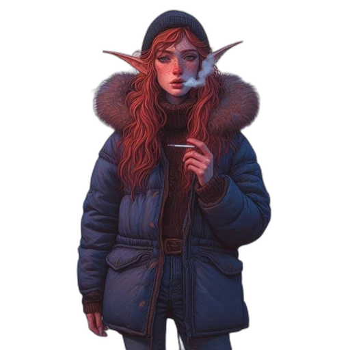 jacket, staff, face, dragon, concept art, fantasy art, pixel art, watercolor transparent PNG cut-out