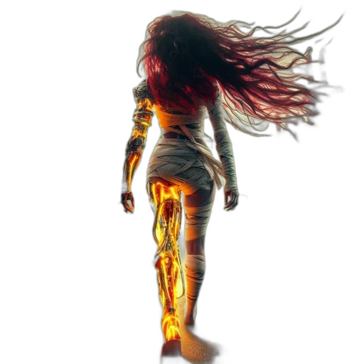 robot, hair, dress, concept art, 3d render, cyberpunk, photorealistic, golden transparent PNG cut-out