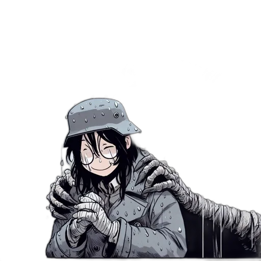 hat, jacket, weapon, mask, comic book art, concept art, anime, pixel art transparent PNG cut-out