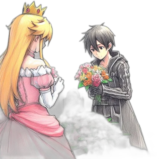 crown, dress, anime, concept art, watercolor, pixel art, fire, monochrome transparent PNG cut-out
