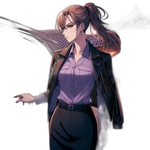 staff, jacket, weapon, sword, concept art, anime, cyberpunk, cartoon transparent PNG cut-out