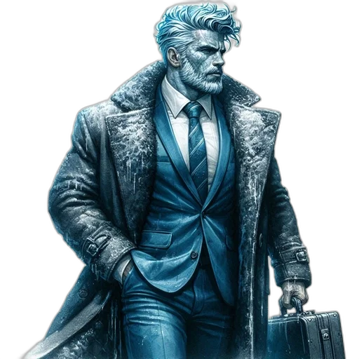 jacket, concept art, comic book art, cyberpunk, fantasy art, blue, man, well-groomed transparent PNG cut-out
