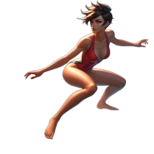 creature, dress, concept art, 3d render, cartoon, comic book art, female, surfer transparent PNG cut-out