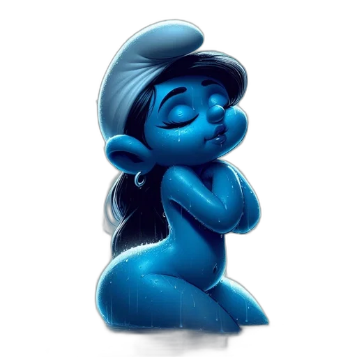 hat, concept art, fantasy art, watercolor, cartoon, blue, animated, smurf-like transparent PNG cut-out
