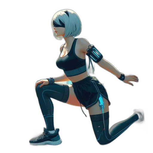 robot, weapon, concept art, 3d render, cyberpunk, anime, blue, monochrome transparent PNG cut-out