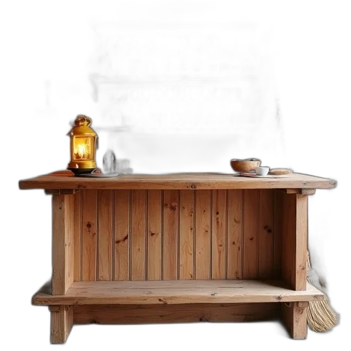 furniture, 3d render, rustic, wooden, bar, simple, design, featuring transparent PNG cut-out