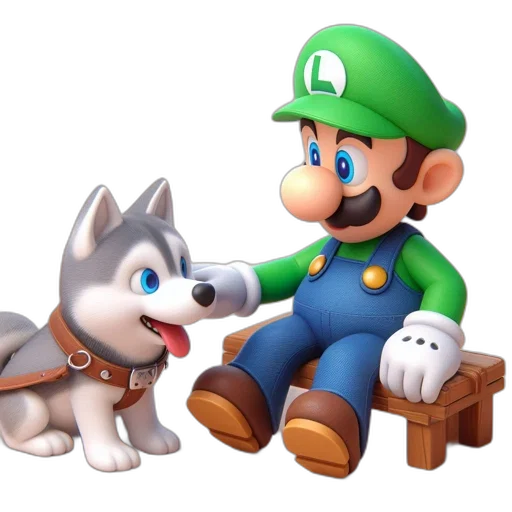 animal, 3d render, concept art, pixel art, photorealistic, monochrome, blue, luigi transparent PNG cut-out