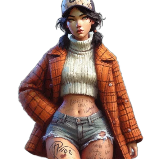 jacket, concept art, cyberpunk, photorealistic, fantasy art, pastel, earth tones, red transparent PNG cut-out