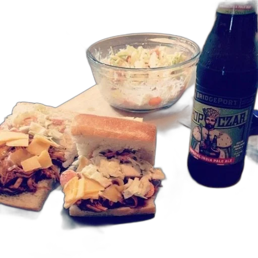 food, plate, sandwich, salad, accompanied, bottle, bridgeport, beer transparent PNG cut-out