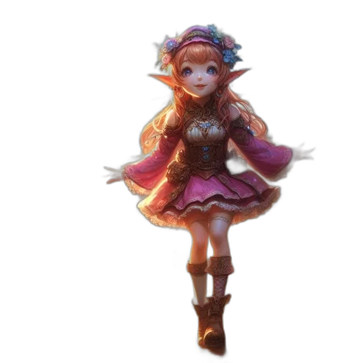 dress, staff, concept art, fantasy art, 3d render, pixel art, pastel, colorful transparent PNG cut-out
