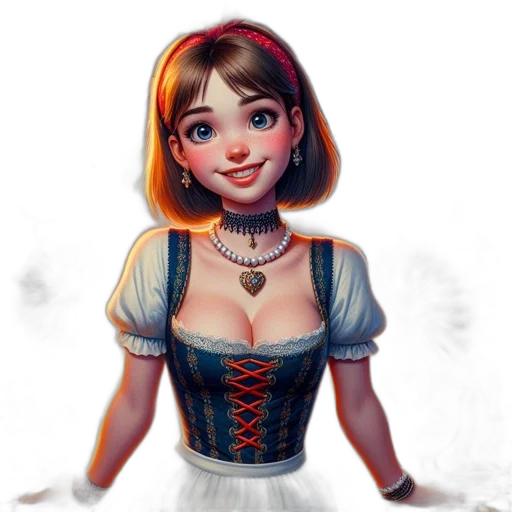 dress, face, robot, jewelry, fantasy art, concept art, 3d render, photorealistic transparent PNG cut-out