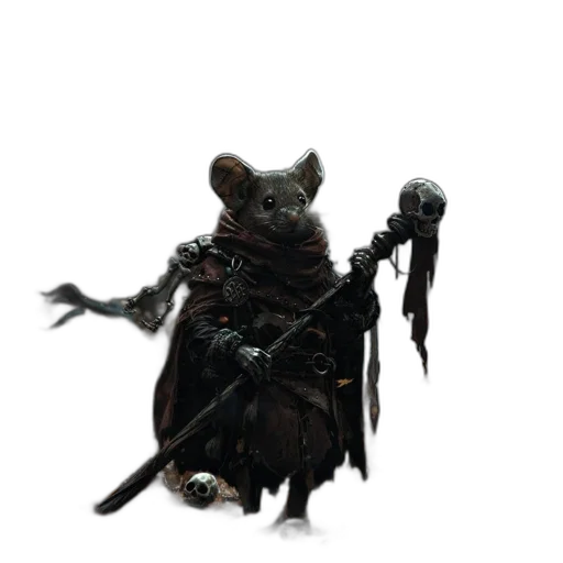 staff, creature, animal, dragon, concept art, 3d render, fantasy art, dark transparent PNG cut-out
