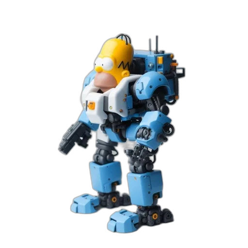 robot, weapon, animal, 3d render, concept art, pixel art, blue, image transparent PNG cut-out