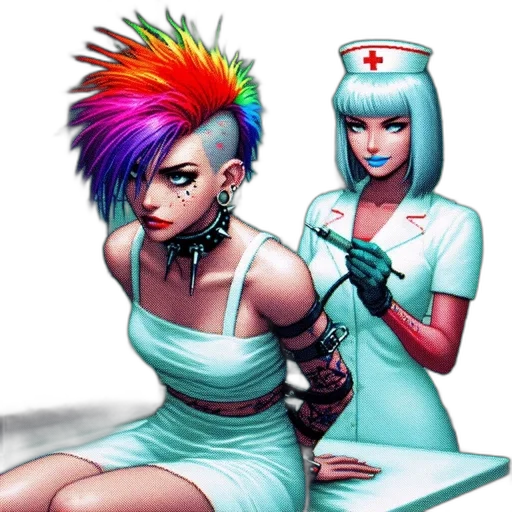 staff, cyberpunk, comic book art, concept art, cartoon, neon lights, neon, colorful transparent PNG cut-out