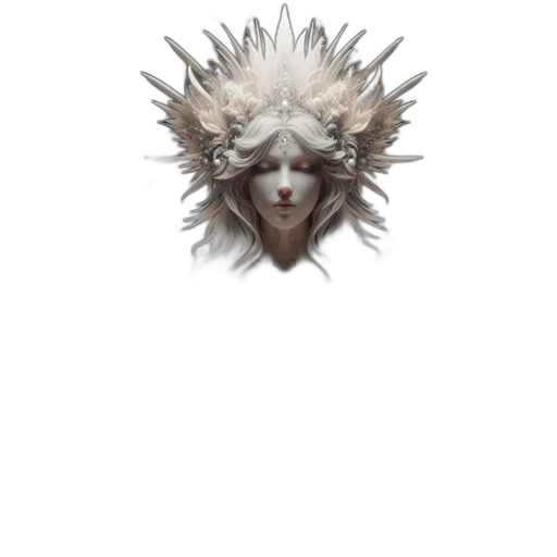 mask, face, crown, hair, fantasy art, concept art, 3d render, photorealistic transparent PNG cut-out