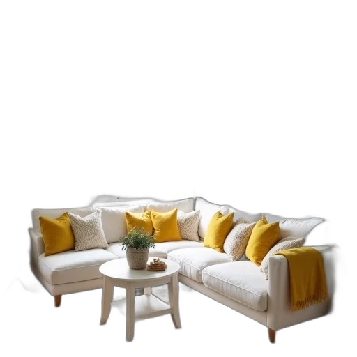 furniture, 3d render, photorealistic, golden, earth tones, monochrome, pastel, cozy transparent PNG cut-out
