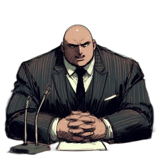 jacket, staff, face, comic book art, concept art, cartoon, cyberpunk, stern transparent PNG cut-out