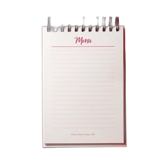 valentine, day, menu, notepad transparent PNG cut-out