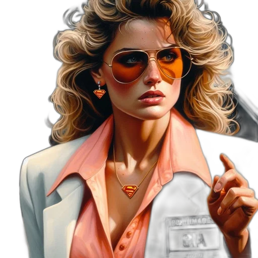 jacket, jewelry, photorealistic, comic book art, concept art, oil painting, pastel, woman transparent PNG cut-out