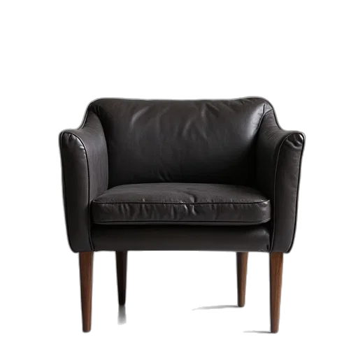 furniture, crown, 3d render, dark, finn, chair, leather, color transparent PNG cut-out