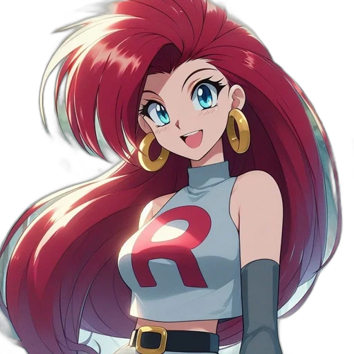 hair, staff, anime, cartoon, concept art, comic book art, red, animated transparent PNG cut-out