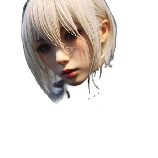 face, hair, mask, creature, photorealistic, 3d render, concept art, pixel art transparent PNG cut-out