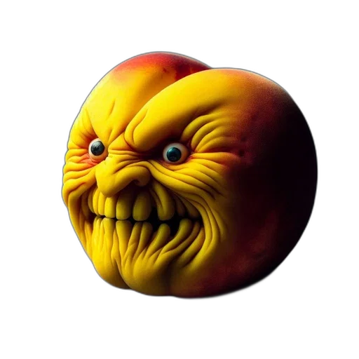 face, mask, creature, food, 3d render, photorealistic, concept art, comic book art transparent PNG cut-out