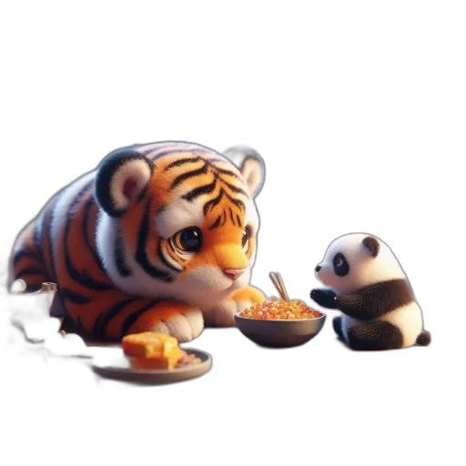 food, animal, concept art, 3d render, photorealistic, pixel art, underwater, tiger transparent PNG cut-out