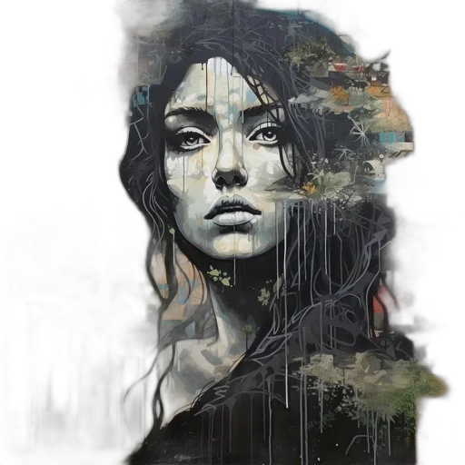 face, mask, dress, photorealistic, fantasy art, concept art, comic book art, rain transparent PNG cut-out