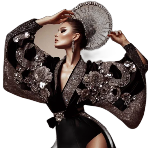 jacket, umbrella, dress, jewelry, photorealistic, concept art, dark, woman transparent PNG cut-out