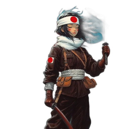staff, jacket, weapon, mask, concept art, pixel art, fantasy art, comic book art transparent PNG cut-out