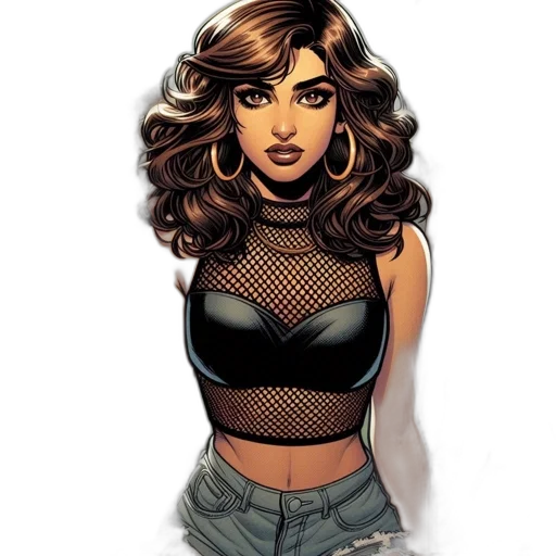 comic book art, cartoon, concept art, fantasy art, young, woman, wavy, brown transparent PNG cut-out