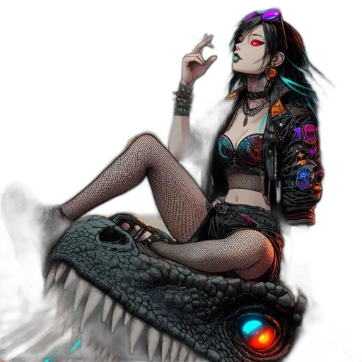 dragon, creature, cyberpunk, concept art, fantasy art, vaporwave, neon lights, dark transparent PNG cut-out