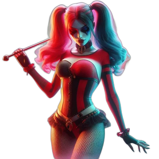 concept art, comic book art, 3d render, pixel art, red, neon, colorful, woman transparent PNG cut-out