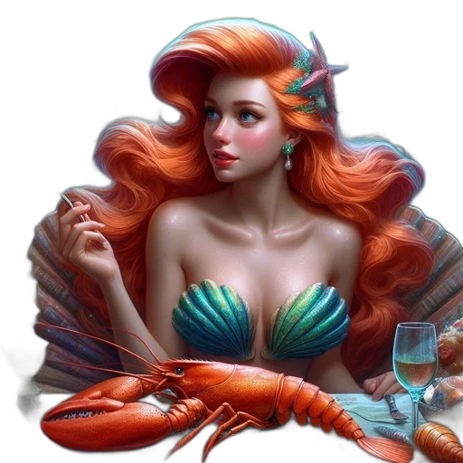 jewelry, fantasy art, concept art, photorealistic, comic book art, underwater, red, colorful transparent PNG cut-out