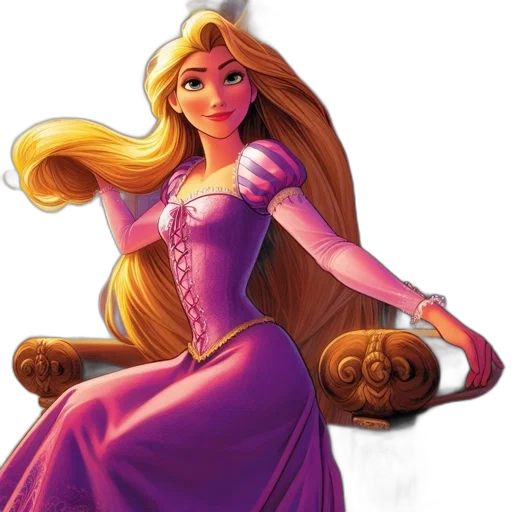 dress, crown, concept art, fantasy art, cartoon, comic book art, rapunzel, protagonist transparent PNG cut-out
