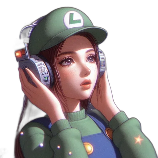 hat, face, robot, jacket, concept art, pixel art, anime, fantasy art transparent PNG cut-out