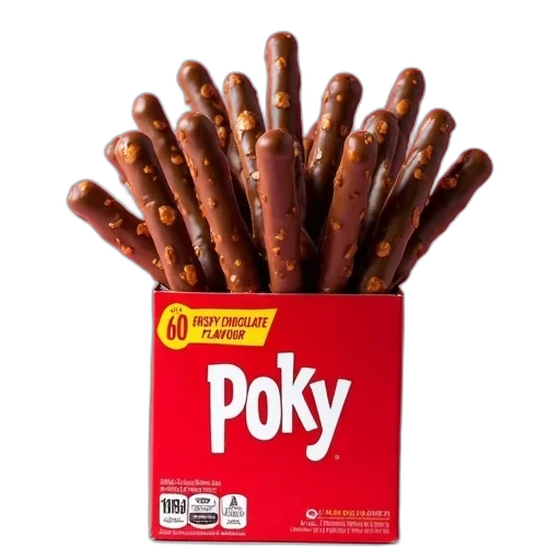 food, animal, weapon, red, box, word, poky, white transparent PNG cut-out