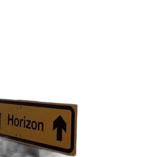 3d render, yellow, sign, word, horizon, arrow, pointing transparent PNG cut-out