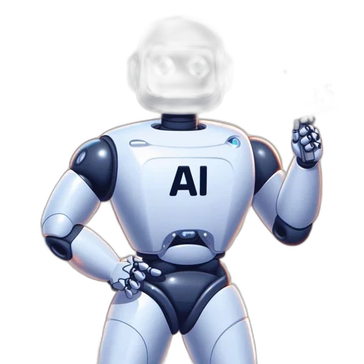 robot, 3d render, concept art, bustling, metropolis, large, ai-controlled, holds transparent PNG cut-out